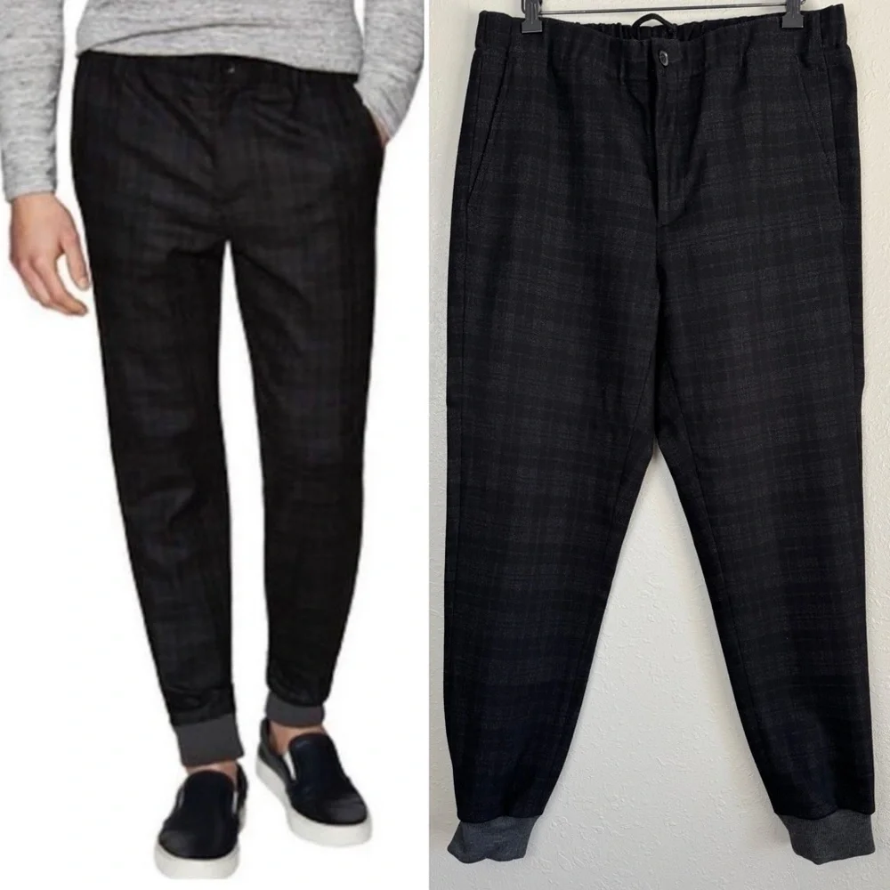 Vince wool blend black gray plaid jogger pants 34 - Picture 12 of 12